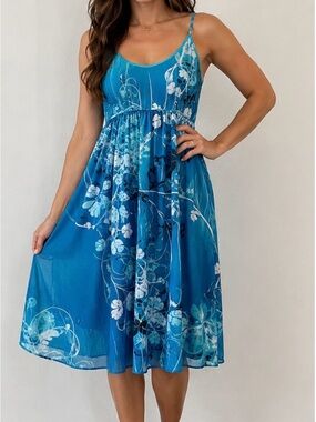 NWT American Crown “One of a Kind” Blue Floral Sundress size L